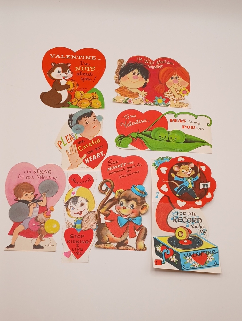 8 VTG School Valentine Cards 70's